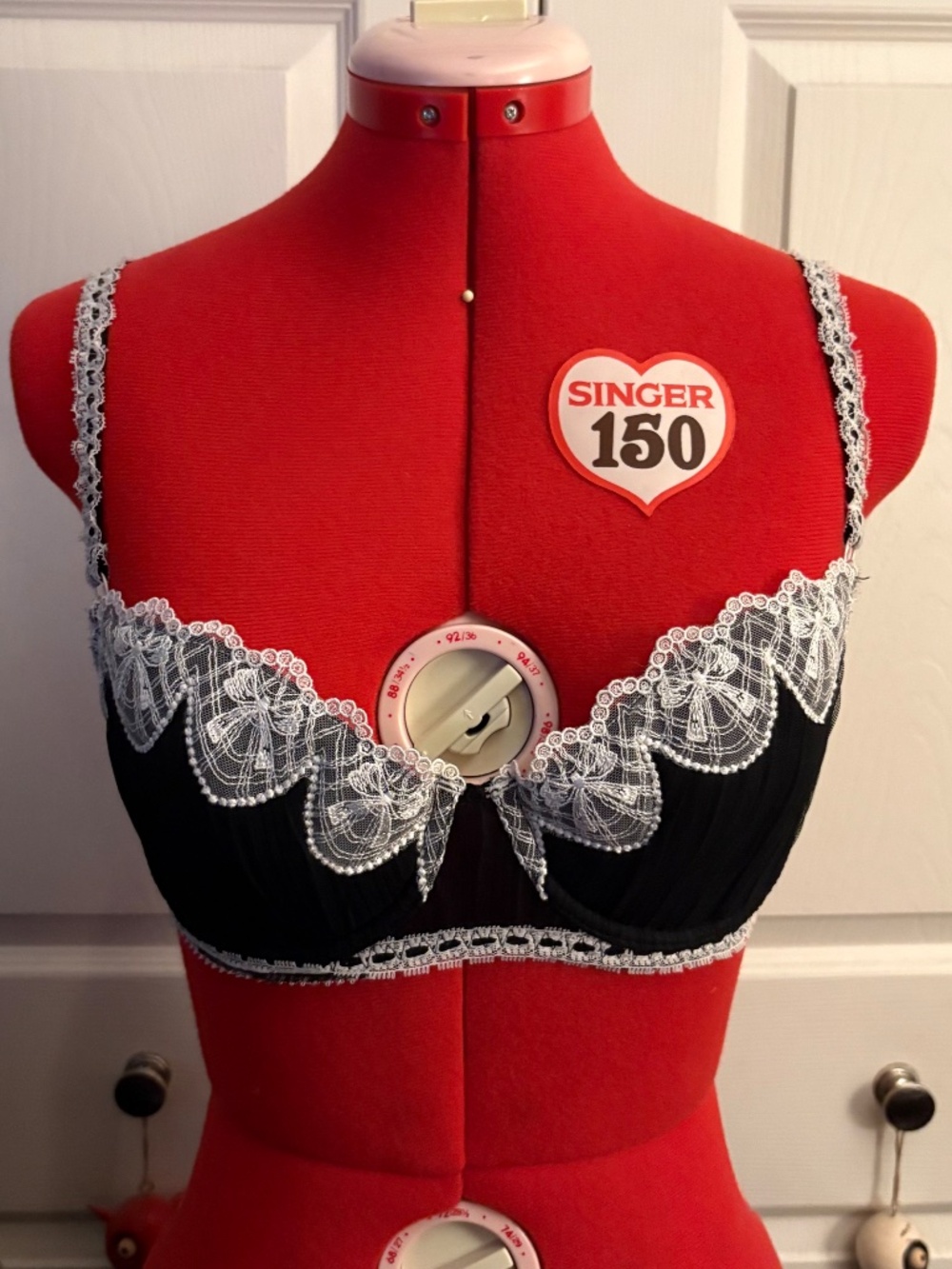 Jezebel Black & Ivory Lace Demi Bra 34D